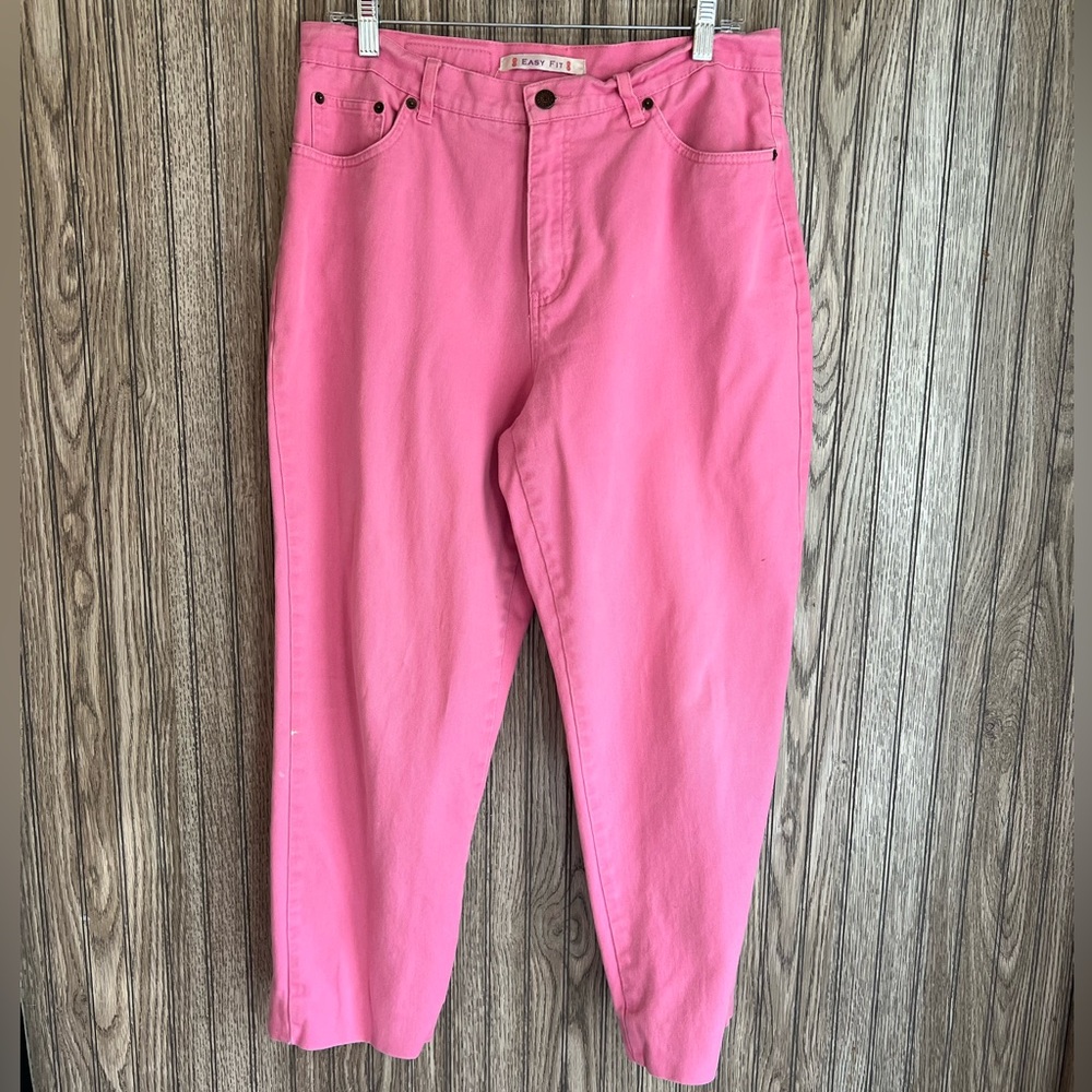 Bill Blass Petites VTG 90’s Pink Denim Straight Leg Tailored Hem Jeans Easy Fit